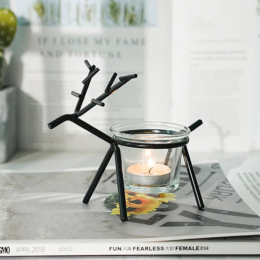 Wrought Iron Fawn Candle Holder Mega Souq