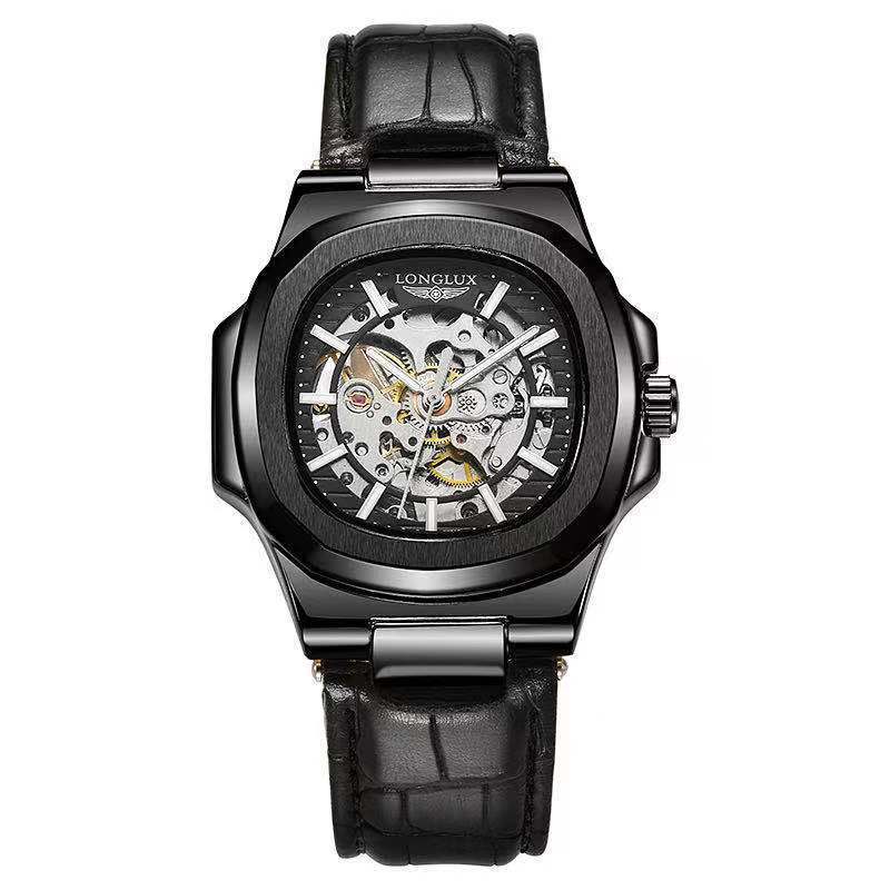 Barrel-shaped Leather Belt Men's Waterproof Mechanical Watch Mega Souq
