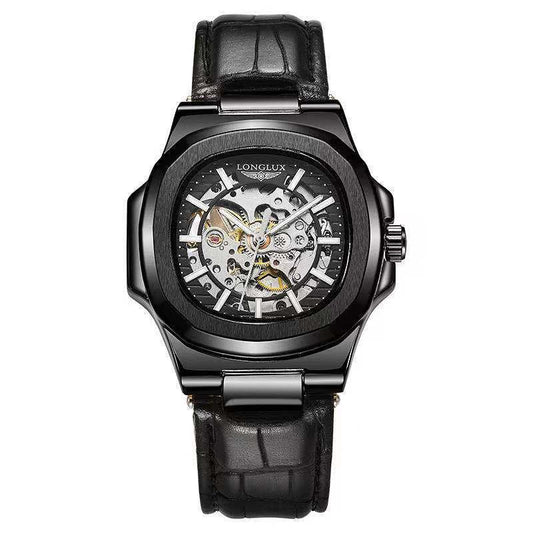 Barrel-shaped Leather Belt Men's Waterproof Mechanical Watch Mega Souq