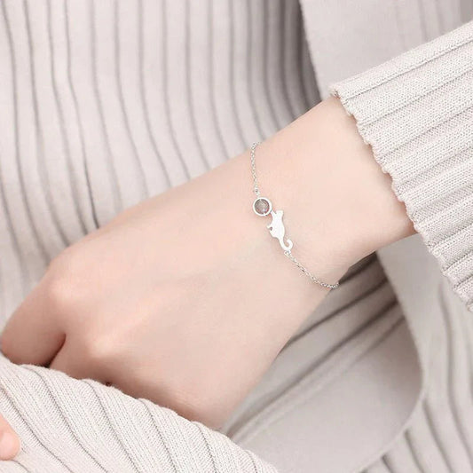Fashion Ladies Cat Charm Bracelet Silver Mega Souq