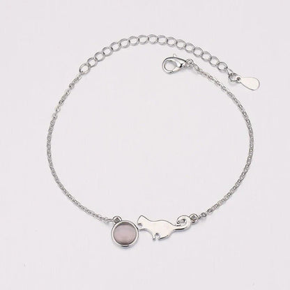 Fashion Ladies Cat Charm Bracelet Silver Mega Souq