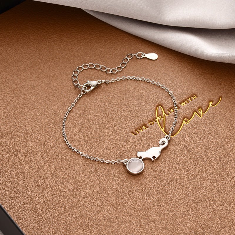 Fashion Ladies Cat Charm Bracelet Silver Mega Souq