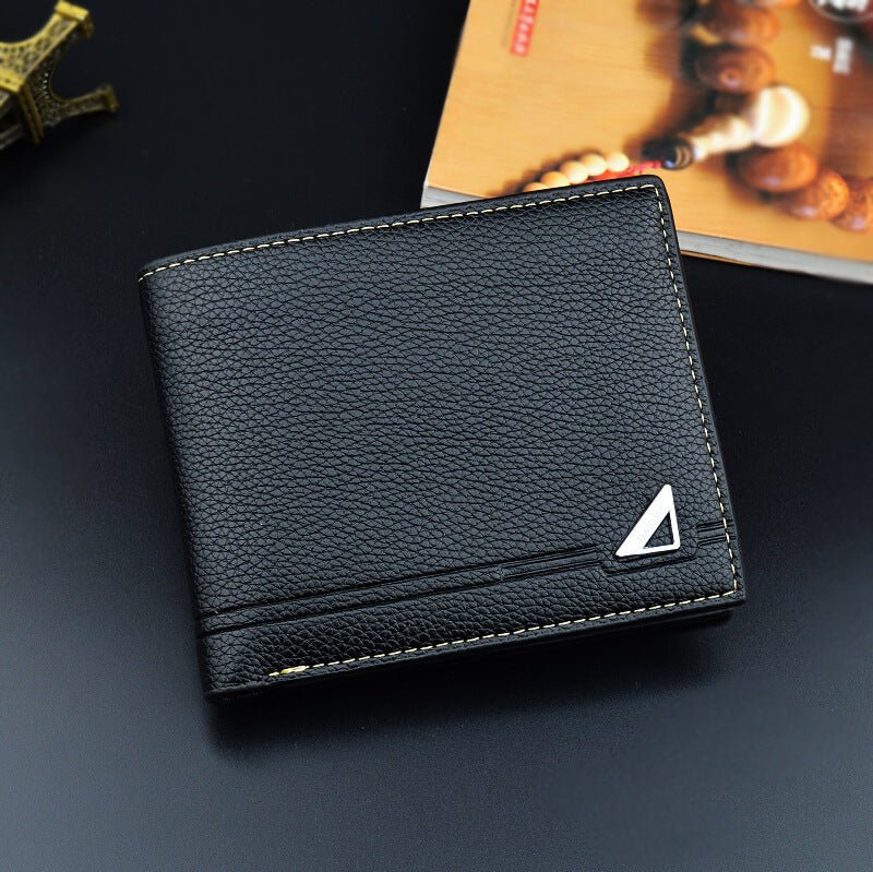 Men's Short Soft Leather Lychee Pattern Multiple Card Slots Wallet Mega Souq