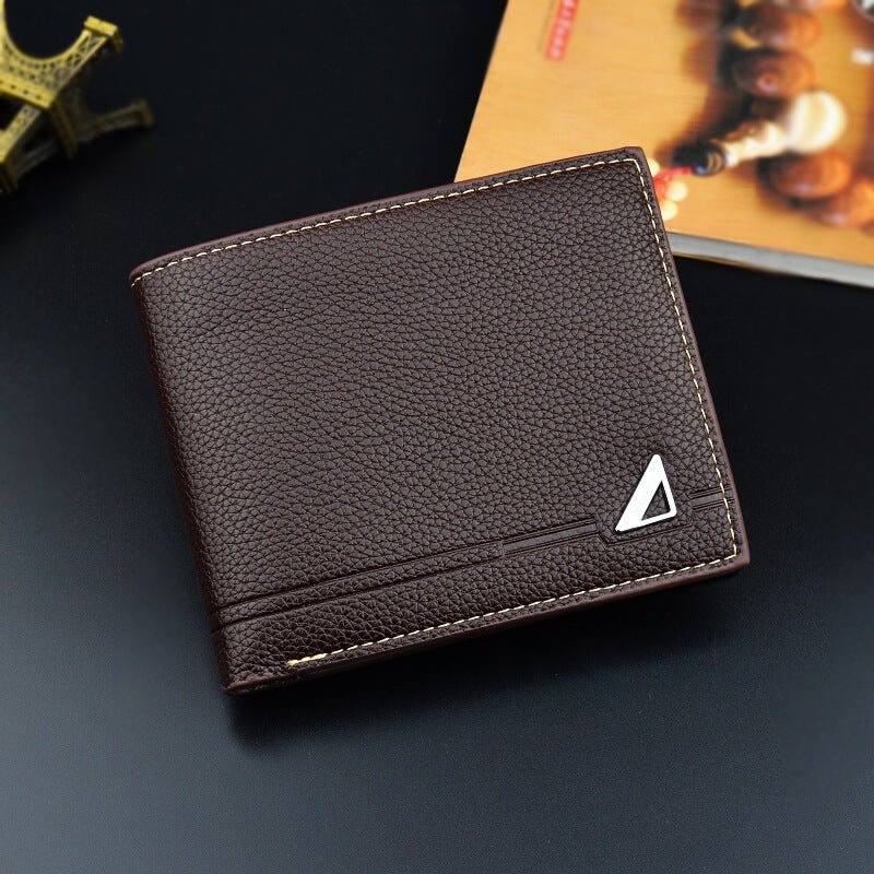 Men's Short Soft Leather Lychee Pattern Multiple Card Slots Wallet Mega Souq