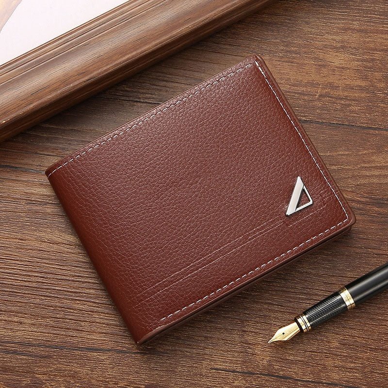 Men's Short Soft Leather Lychee Pattern Multiple Card Slots Wallet Mega Souq